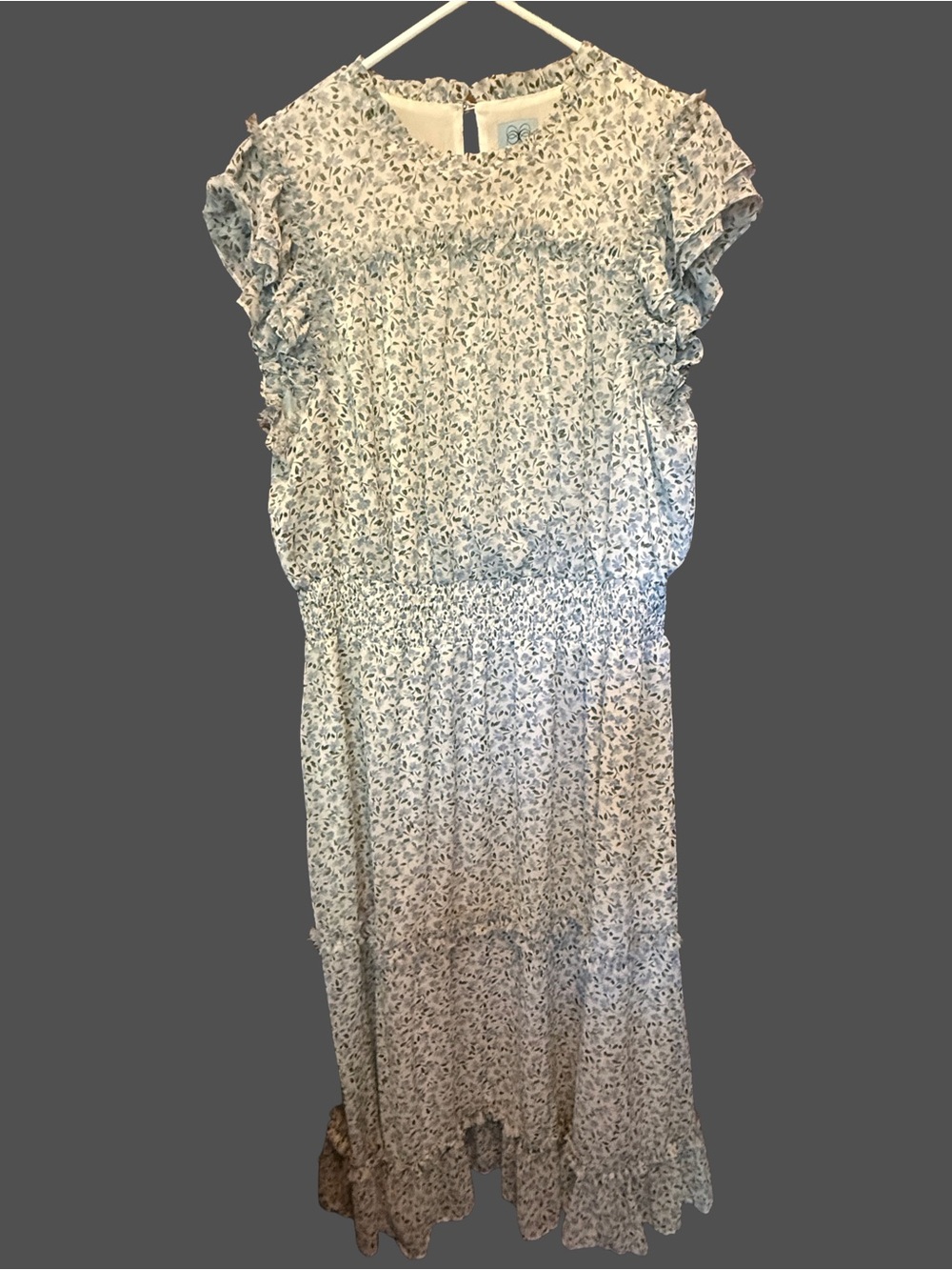 CeCe Smocked Floral Midi Dress - Light Cream